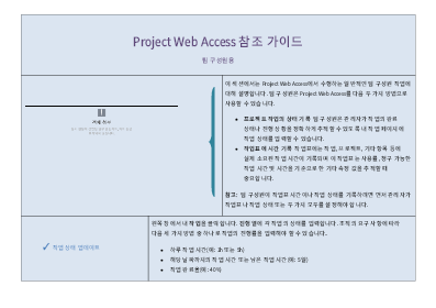 Project Web Access 빠른 참조 설명서(팀 구성원용)